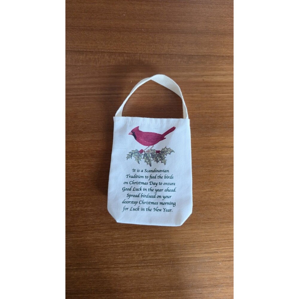 Alice's Cottage Christmas Canvas Bag To Hold Bird Seed READ Description